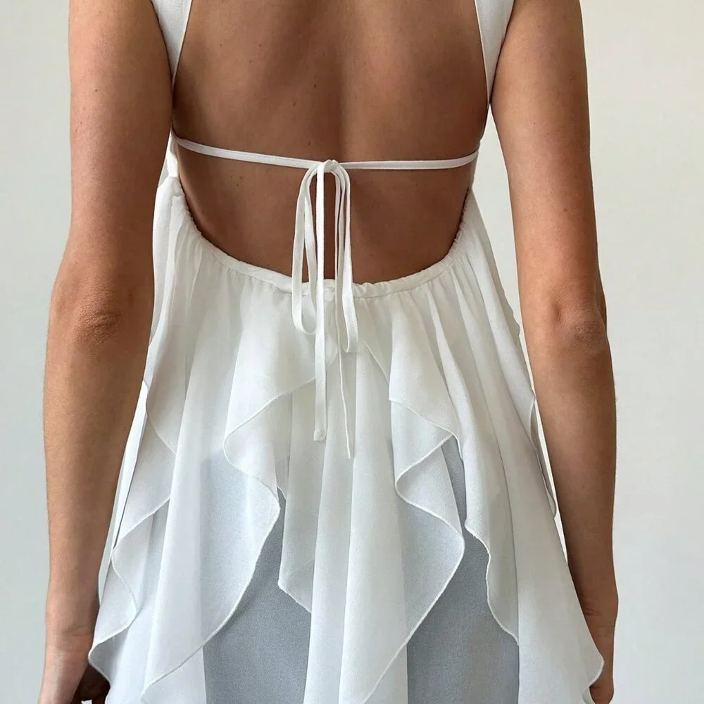 Women's Elegant Romantic Sexy Elegant Style Starfish Embellished top - white - Picture 6 of 6